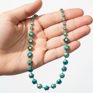 Vintage Aqua Aurora Crystal Necklace/ Choker- Rare